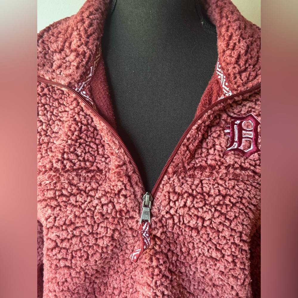 Boxercraft Women's Detroit Red Sherpa quarter zip Cowl Neck Sweater Soft  Large - Picture 3 of 7